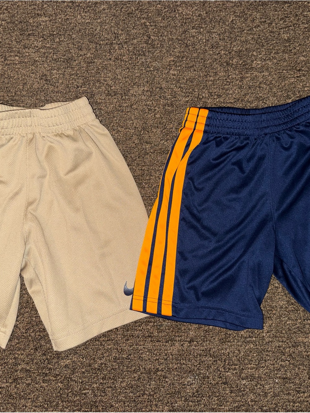 adidas Kids' Navy Shorts with Yellow Stripes & Cream Pair